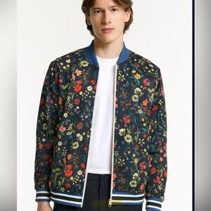 Zara Man Floral Zip-Up Bomber Jacket